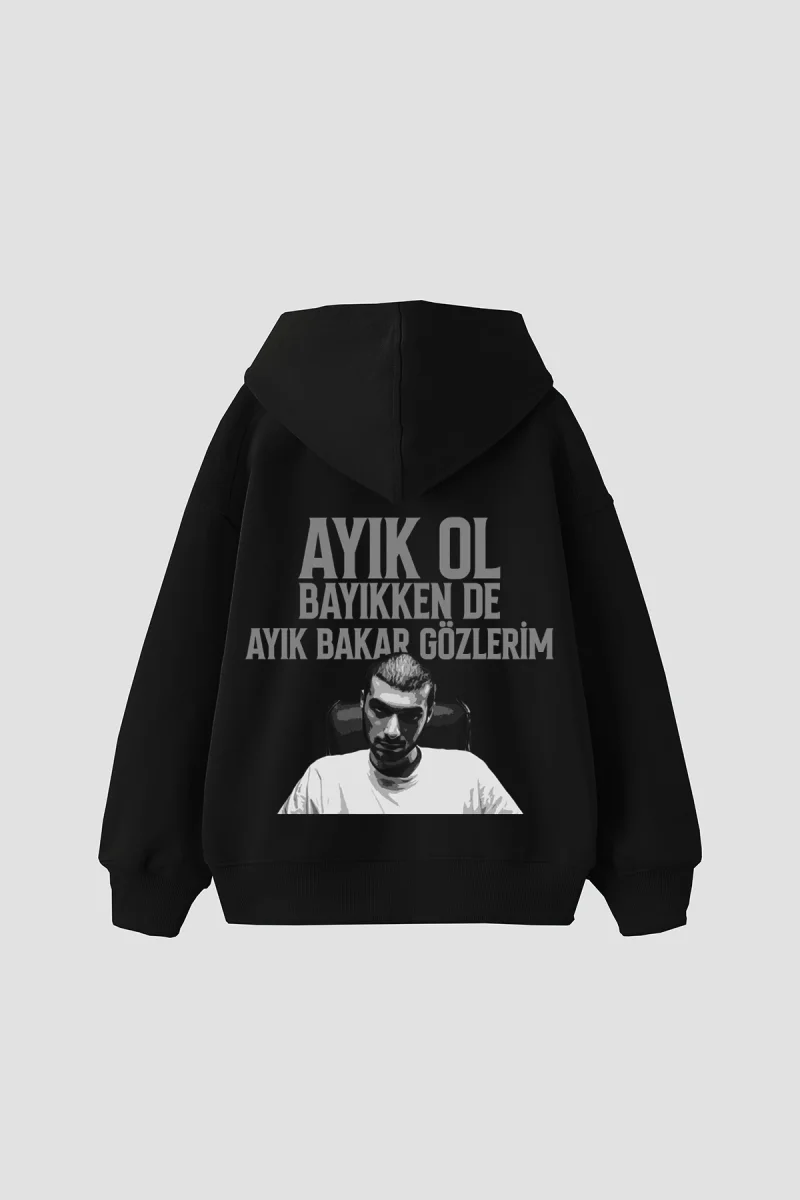 Sansar Salvo Baskılı Oversize Unisex Siyah Hoodie