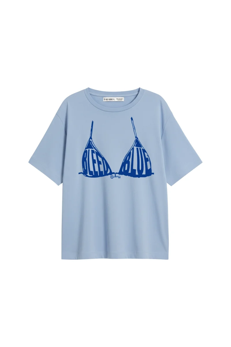 Bleed Blue Baskılı Relaxed Fit Bebe Mavisi Kadın Tshirt