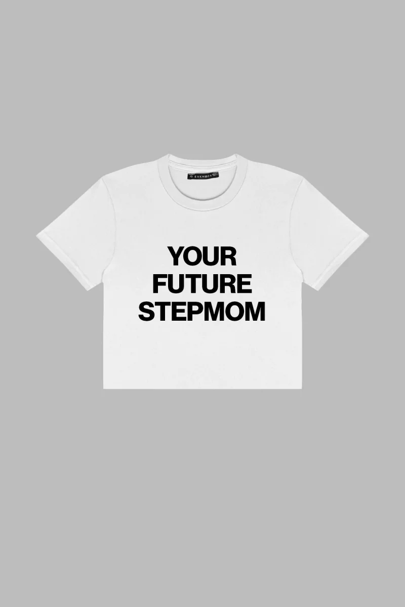 Your Future Stepmom Baskılı Beyaz Crop Top