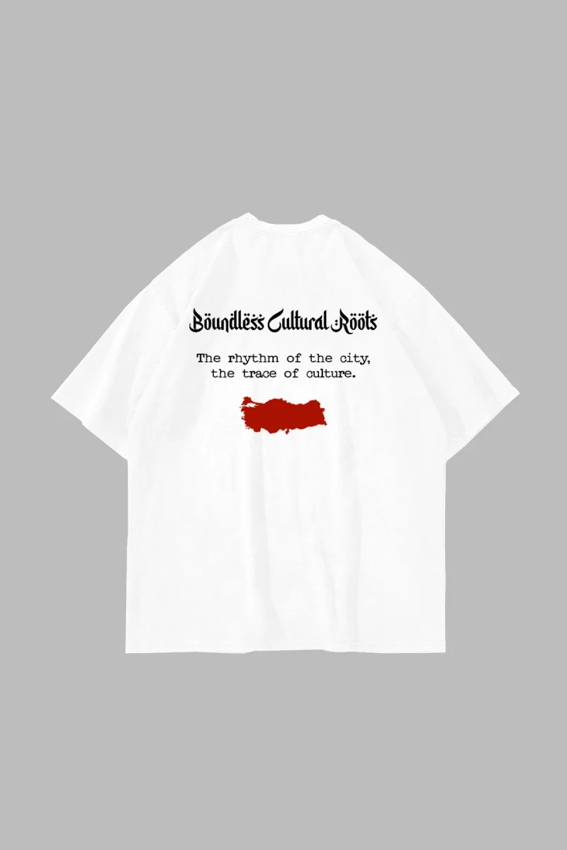 Cultural Roots Baskılı Oversize Unisex Beyaz Tshirt