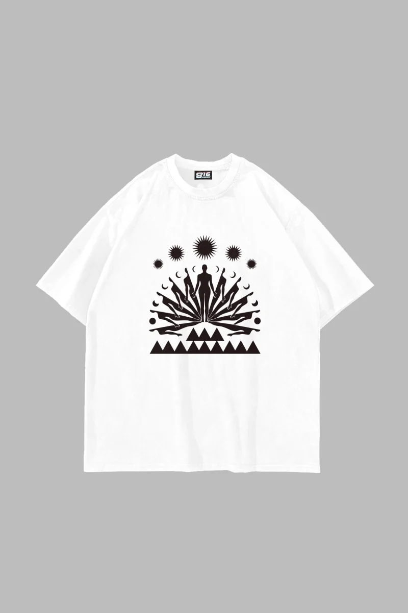 Spirit Baskılı Oversize Unisex Beyaz Tshirt