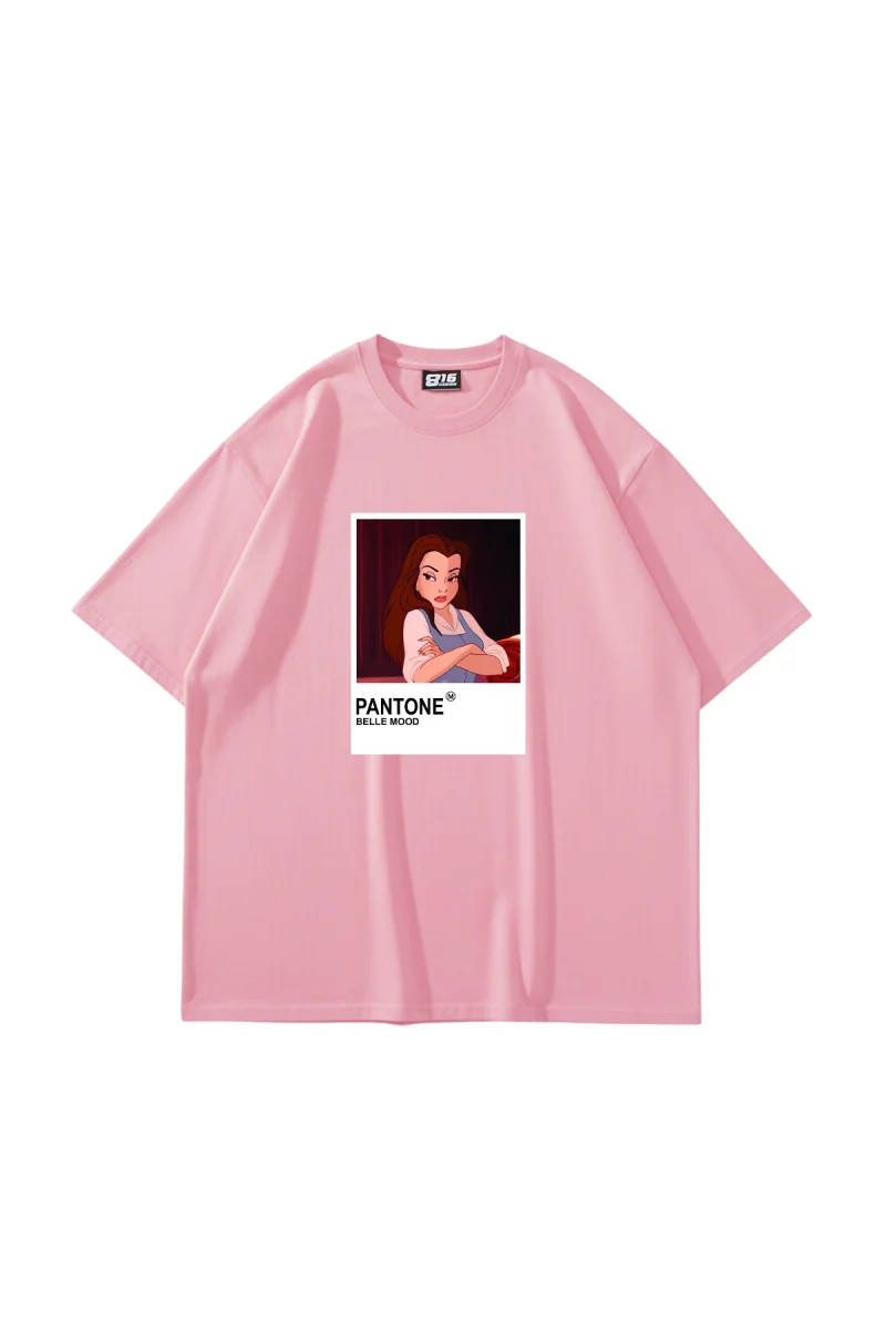 Belle Mood Baskılı Oversize Unisex Pembe Tshirt