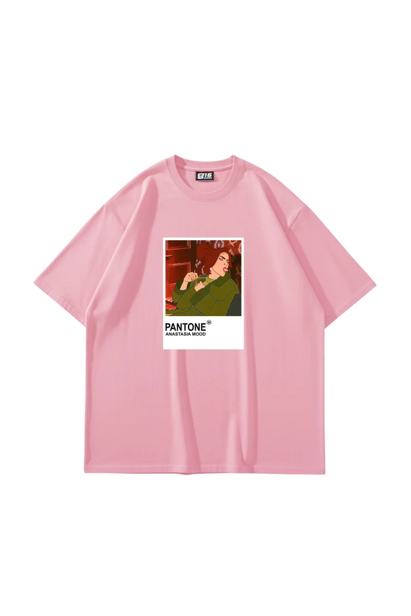 Anastasıa Mood Baskılı Oversize Unisex Pembe Tshirt