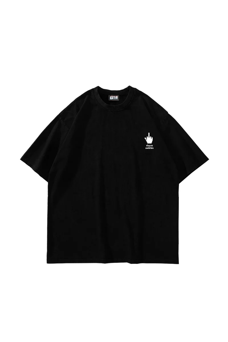 Alayına Baskılı Oversize Unisex Siyah Tshirt