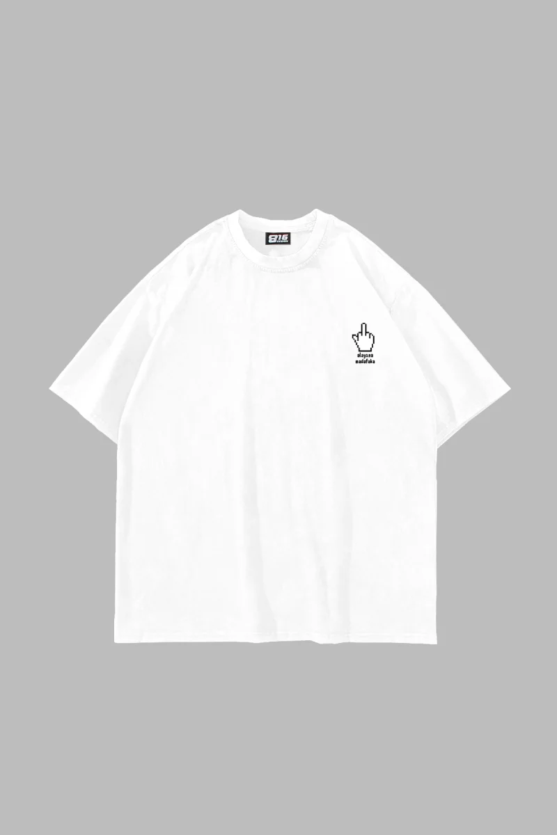 Alayına Baskılı Oversize Unisex Beyaz Tshirt