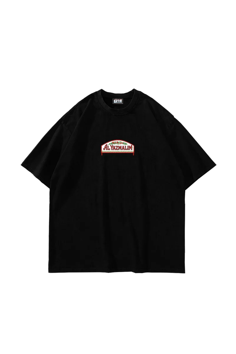 Al Yazmalım Baskılı Oversize Unisex Siyah Tshirt