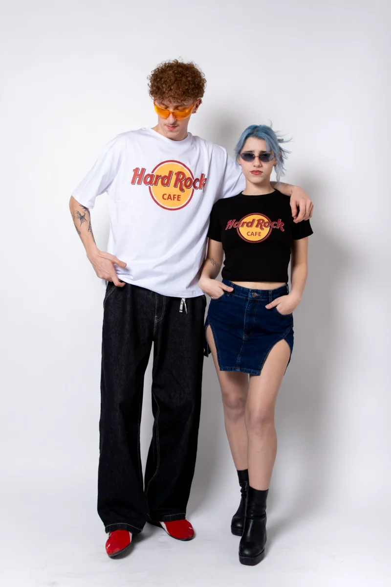 Hard Rock Baskılı Oversize Unisex Beyaz Tshirt