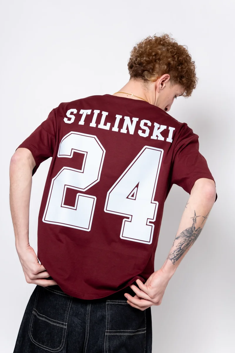 Stilinski Baskılı Oversize Unisex Bordo Tshirt