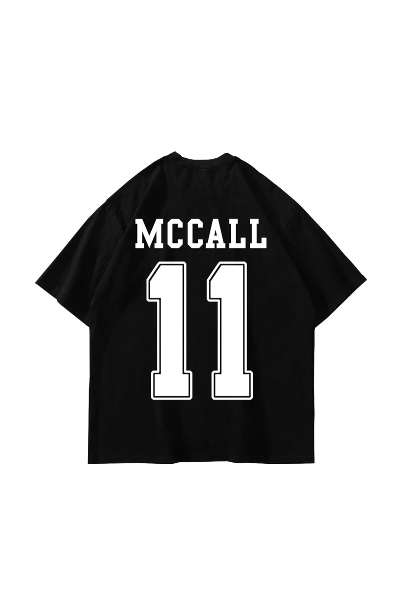 Mccall Baskılı Oversize Unisex Siyah Tshirt