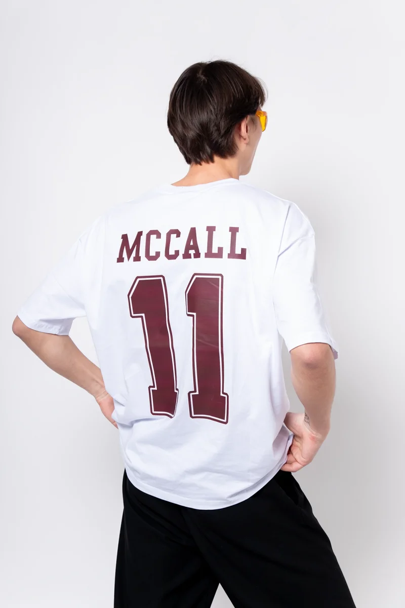 Mccall Baskılı Oversize Unisex Beyaz Tshirt