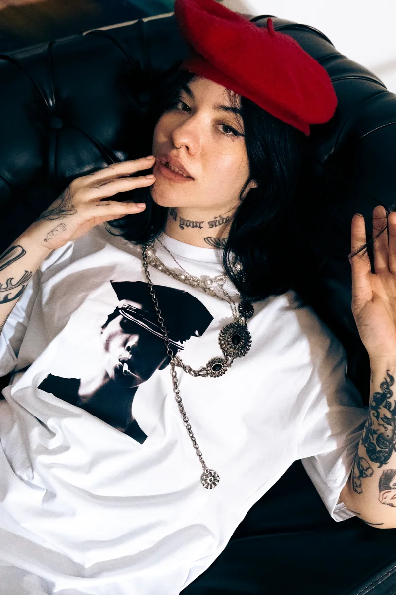 Christy Turlington Baskılı Oversize Unisex Beyaz Tshirt