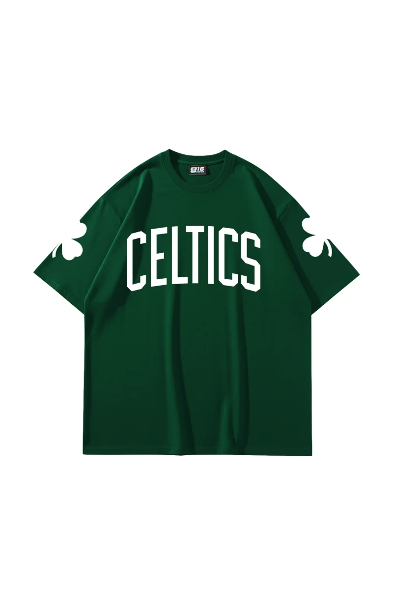 Yonca Baskılı Yeşil Oversize Unisex Tshirt