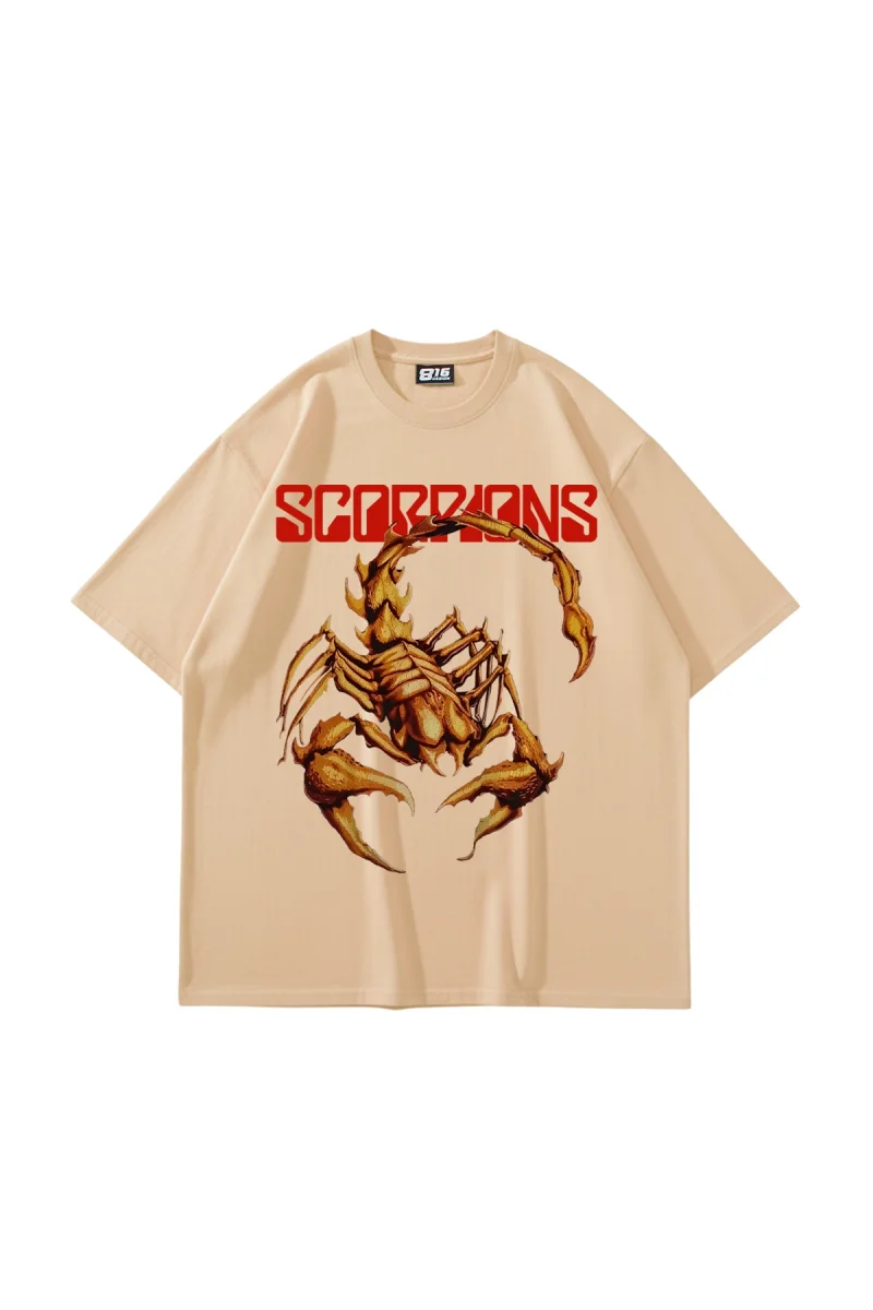 Scorpion Ön Baskılı Bej Premium Oversize Unisex Tshirt