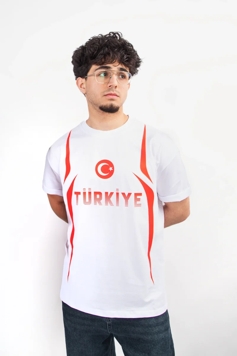 Türkiye Baskılı Baskılı Oversize Unisex Beyaz Tshirt