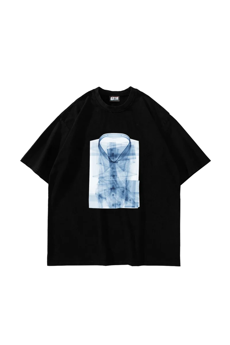 Xray Shirt Baskılı Oversize Unisex Siyah Tshirt