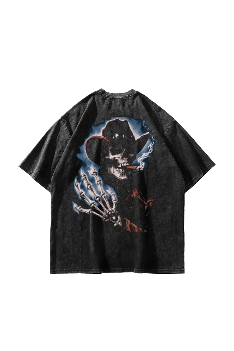 Megadeth Skull Baskılı Oversize Unisex Yıkamalı Siyah Tshirt