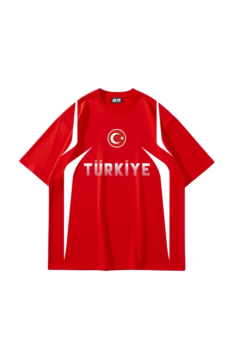 Türkiye V2 Baskılı Oversize Unisex Kırmızı Tshirt