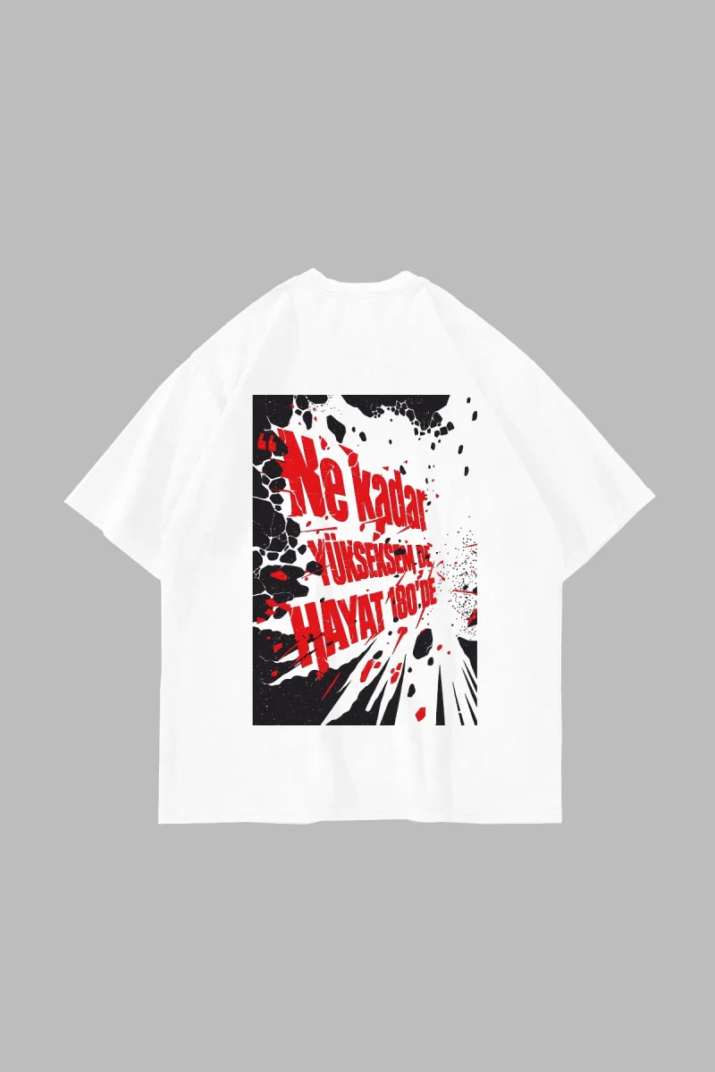 Sansar Salvo Baskılı Oversize Unisex Beyaz Tshirt