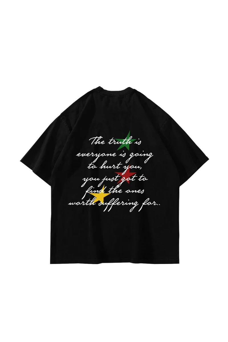Bob Marley Baskılı Oversize Unisex Siyah Tshirt
