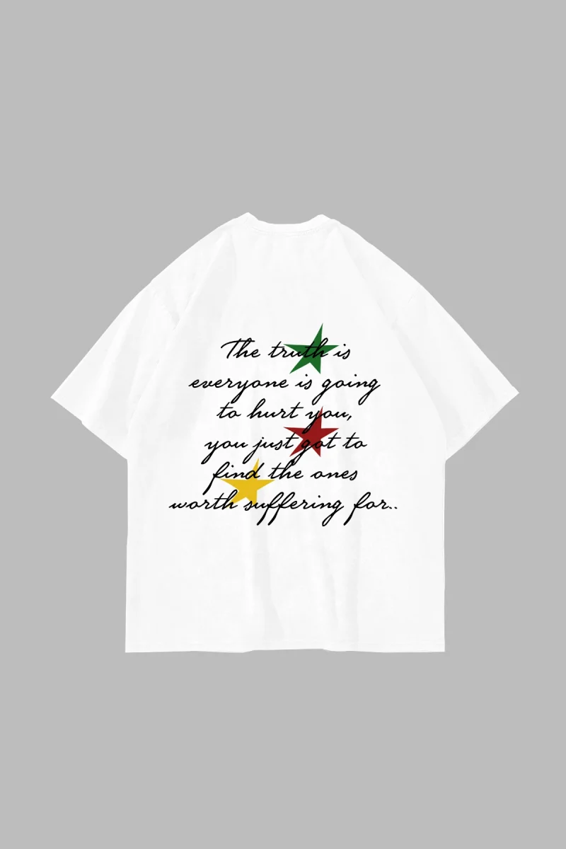 Bob Marley Baskılı Oversize Unisex Beyaz Tshirt