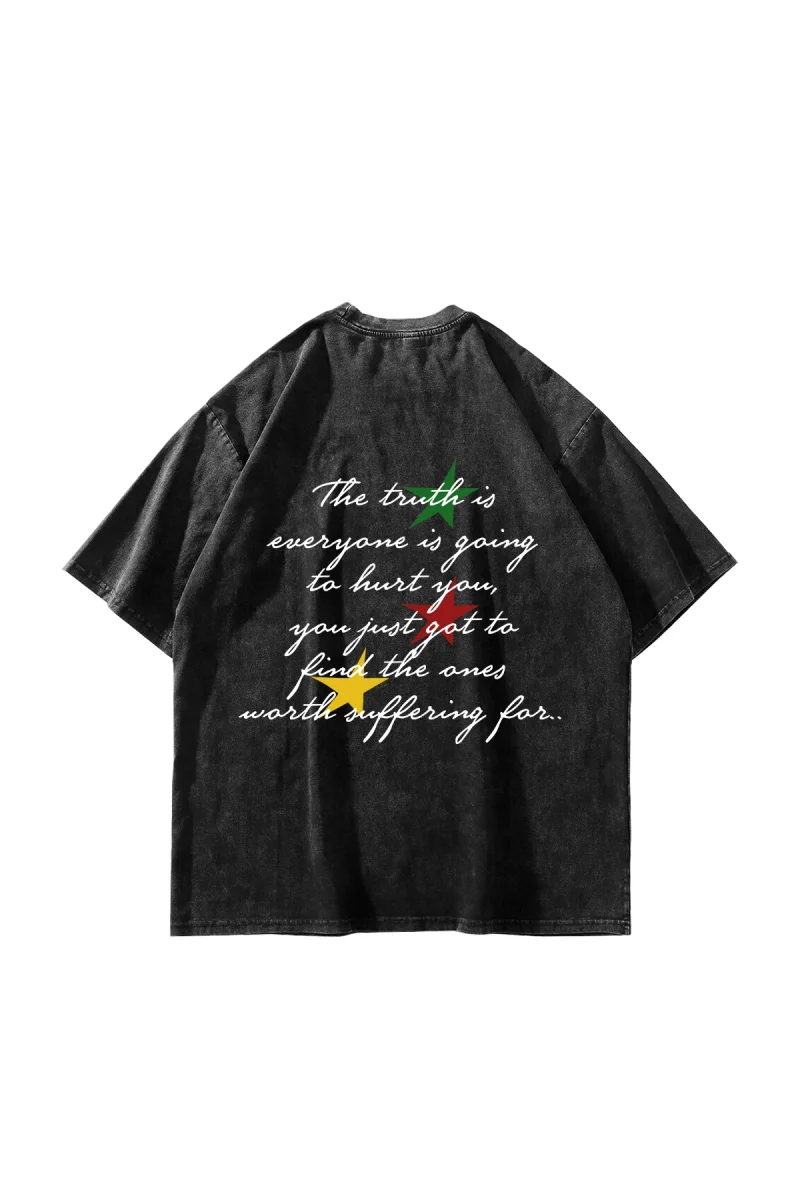 Bob Marley Baskılı Oversize Unisex Yıkamalı Siyah Tshirt