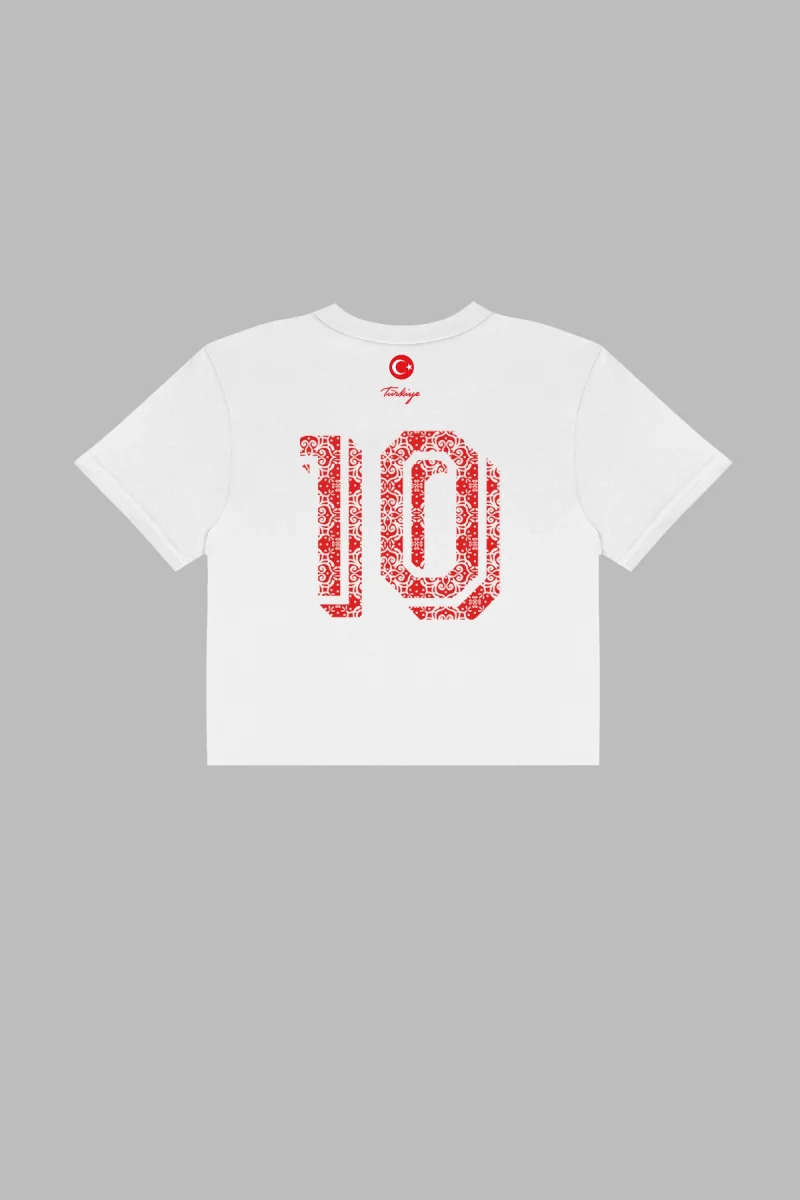 Türkiye VV2 Baskılı Beyaz Crop Top