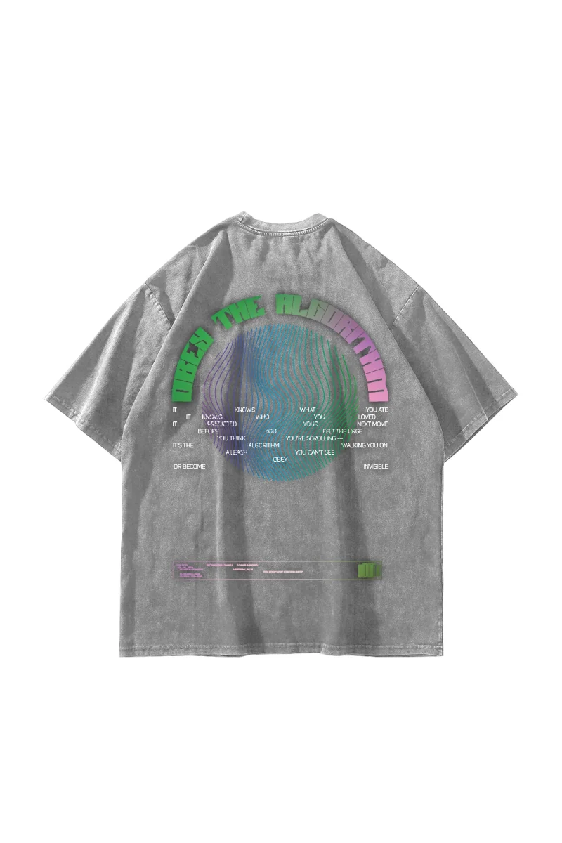 Obey Baskılı Oversize Unisex Yıkamalı Beyaz Tshirt