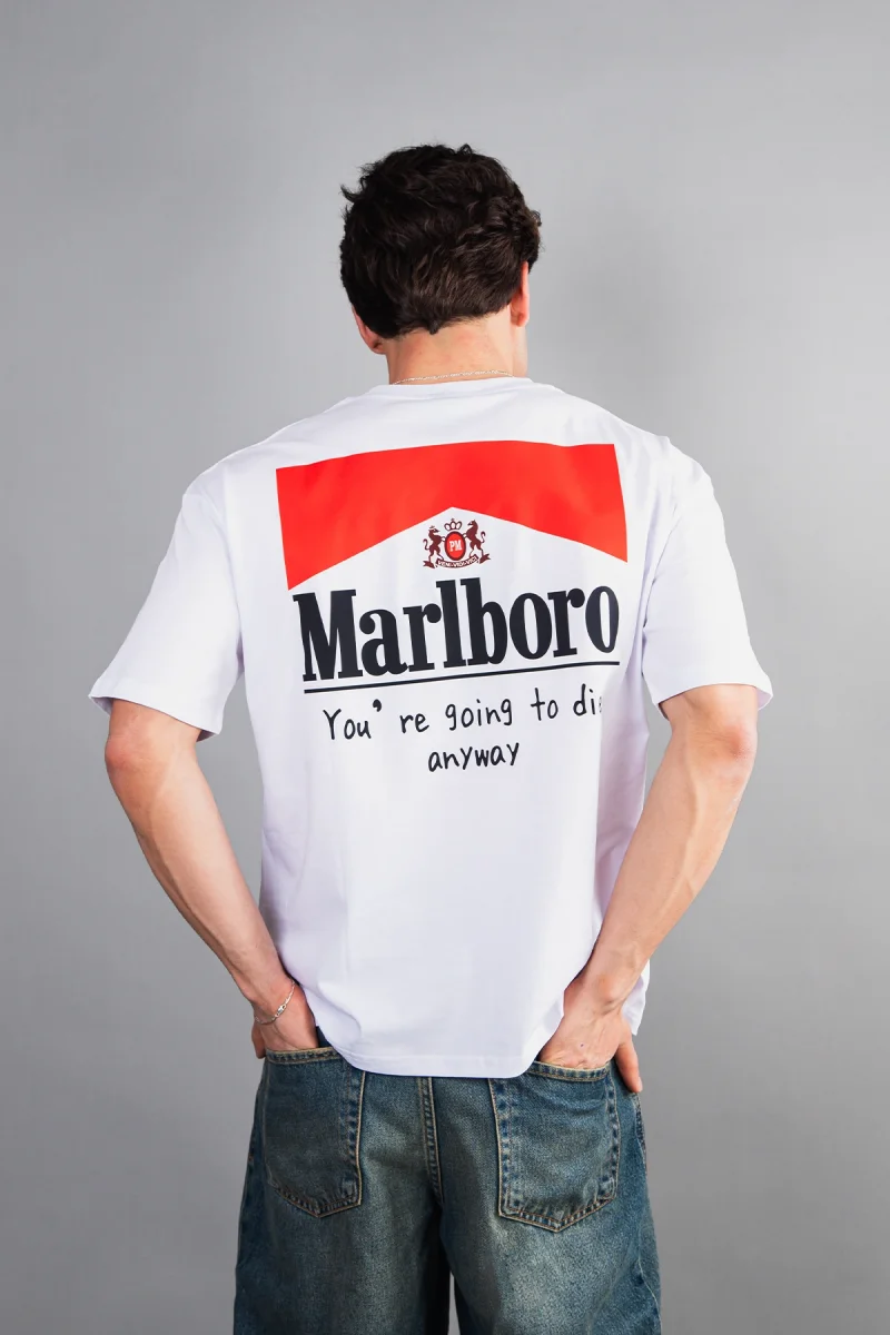 MRL. Baskılı Oversize Unisex Beyaz Tshirt