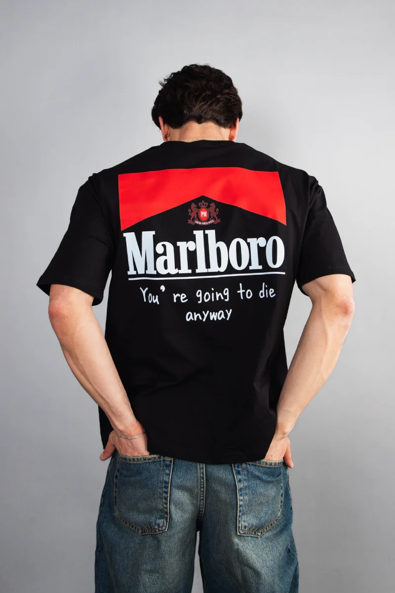 MRL. Baskılı Oversize Unisex Siyah Tshirt