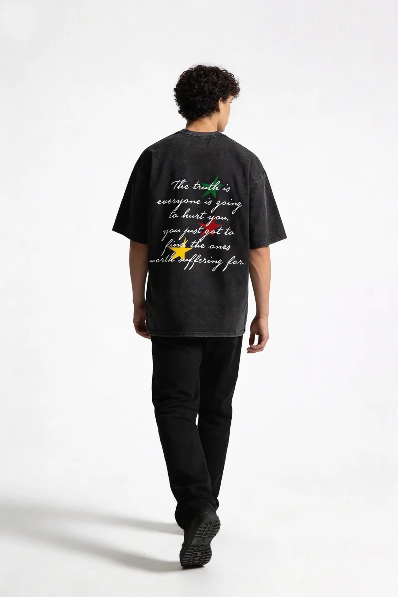 Bob Marley Baskılı Oversize Unisex Yıkamalı Siyah Tshirt