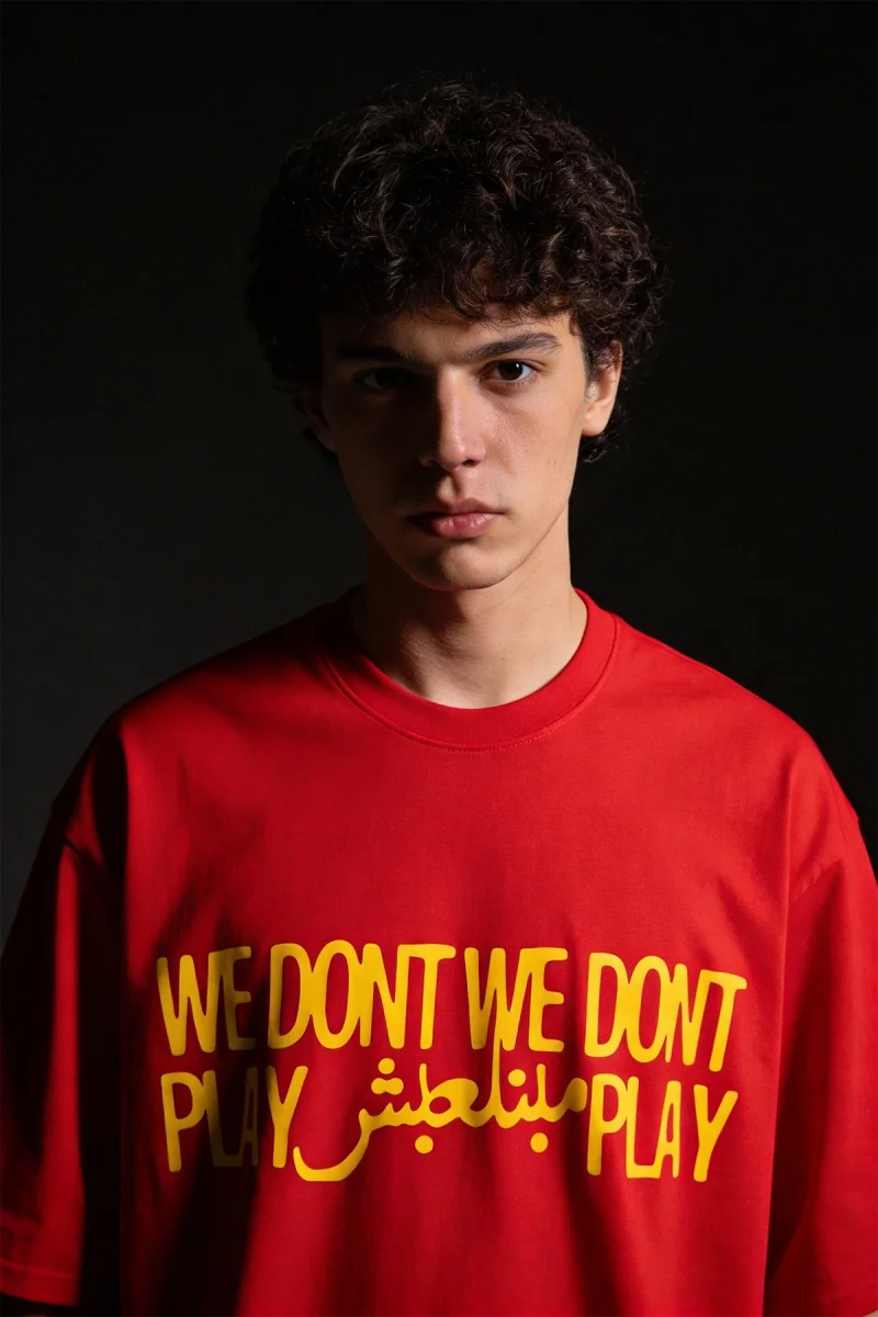 We Dont Play Baskılı Oversize Unisex Kırmızı Tshirt