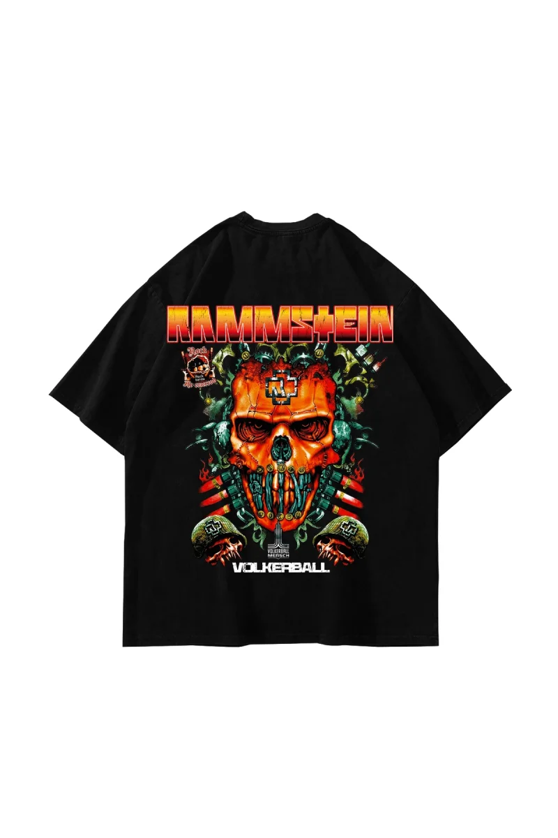 Rammstein Völkerball Baskılı Oversize Unisex Siyah Tshirt