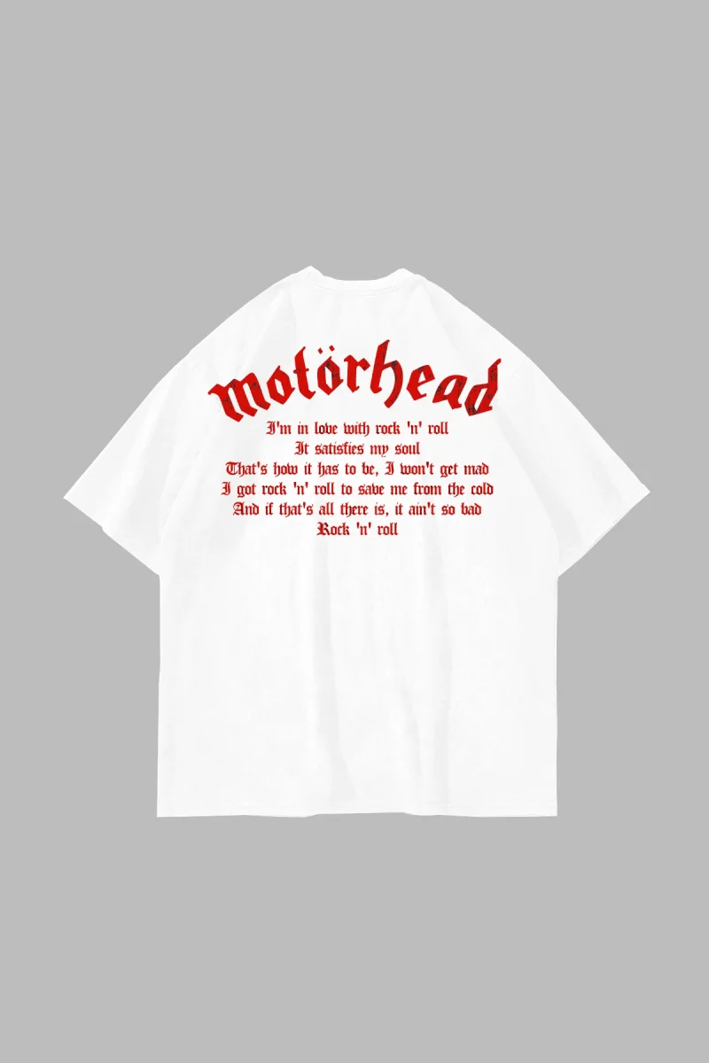 Motörhead Baskılı Oversize Unisex Beyaz Tshirt
