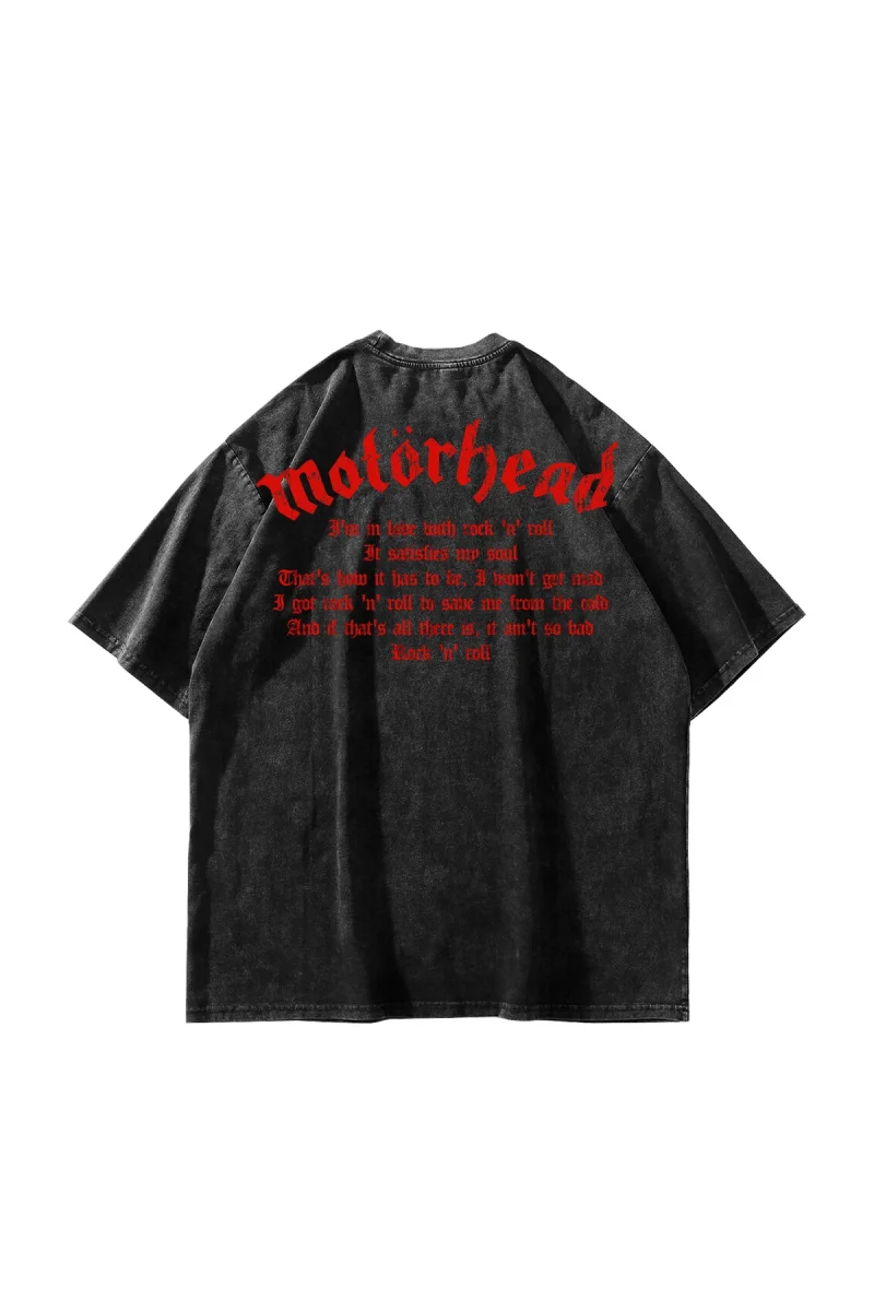 Motörhead Baskılı Oversize Unisex Yıkamalı Siyah Tshirt