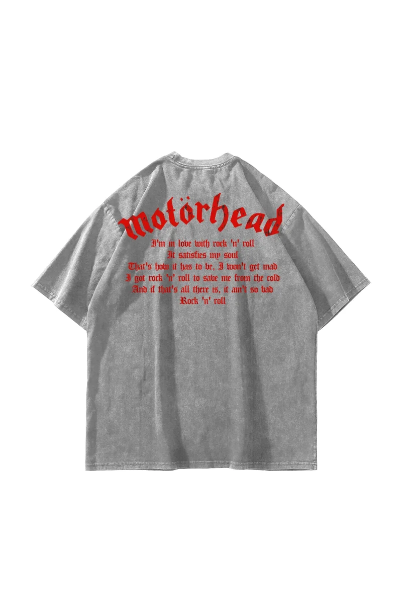 Motörhead Baskılı Oversize Unisex Yıkamalı Beyaz Tshirt
