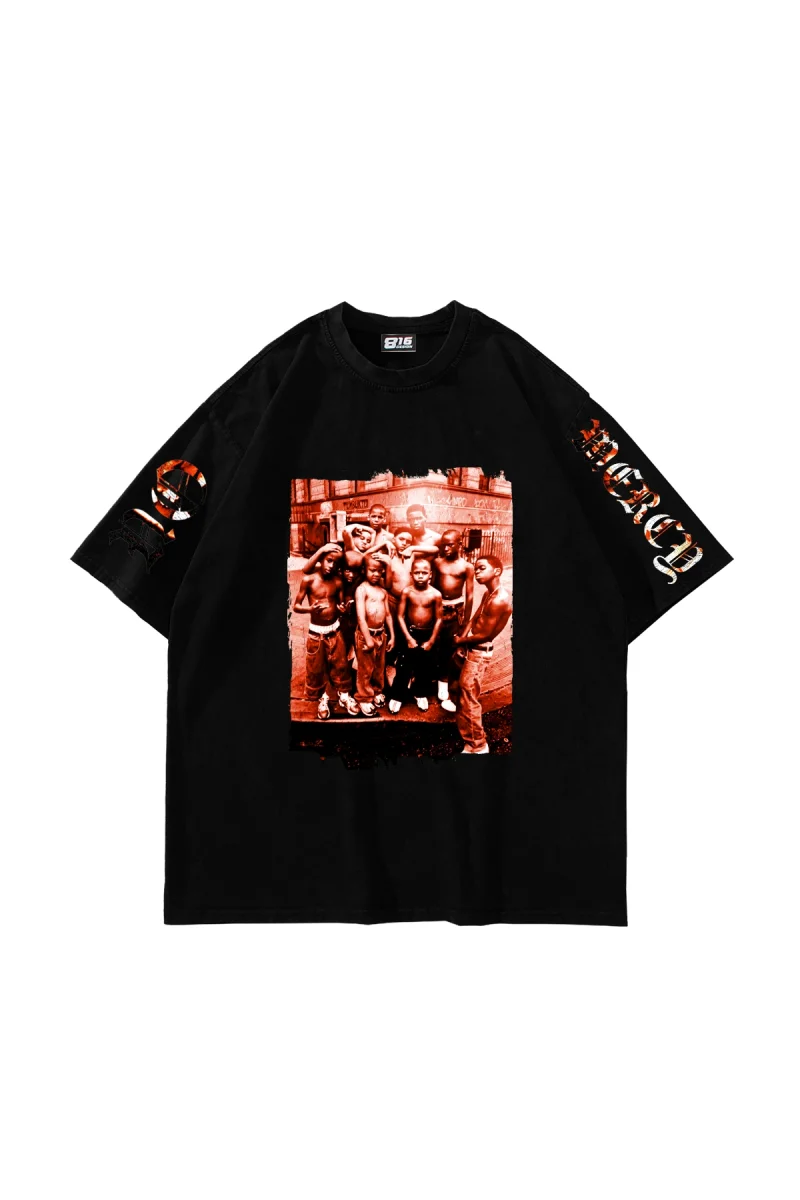 No Mercy Baskılı Oversize Unisex Siyah Tshirt
