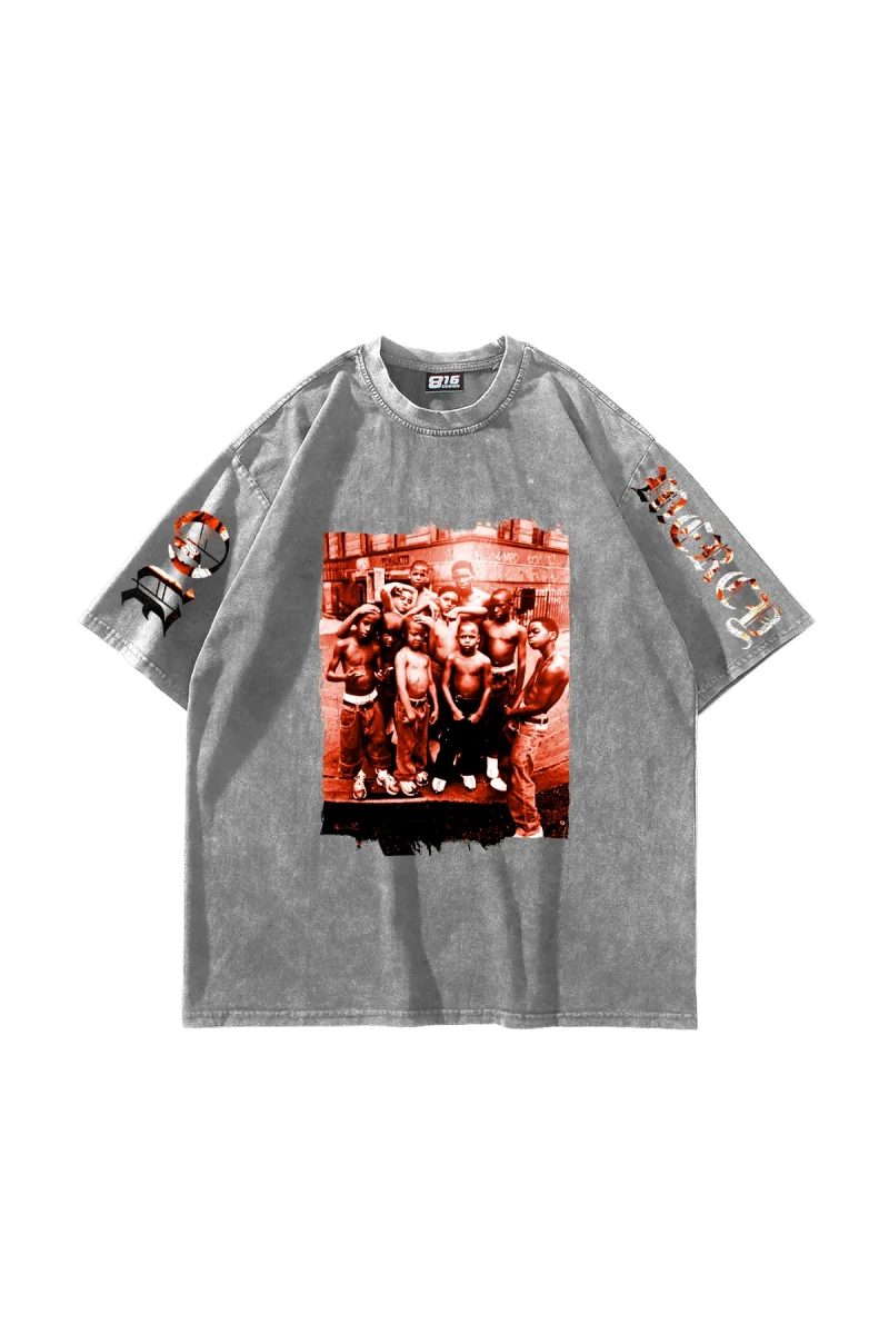 No Mercy Baskılı Oversize Unisex Yıkamalı Beyaz Tshirt