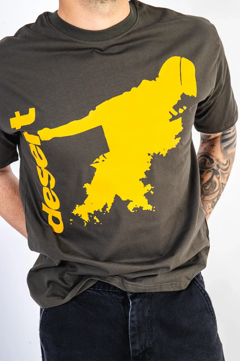 Desert Baskılı Oversize Unisex Haki Tshirt