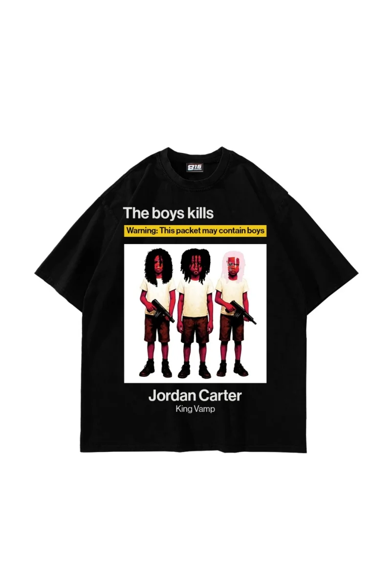 Jordan Carter Baskılı Oversize Unisex Siyah Tshirt