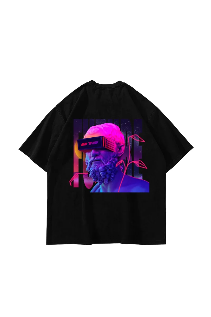 816 Future Baskılı Oversize Unisex Siyah Tshirt