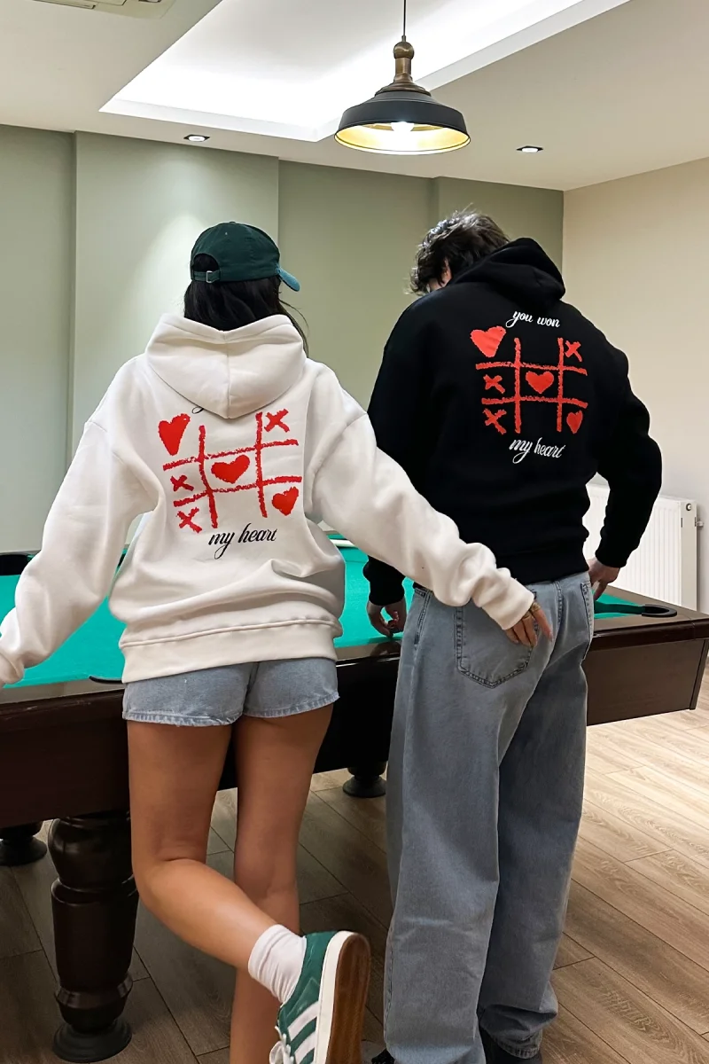 816 Locked Baskılı Oversize Unisex Beyaz Hoodie