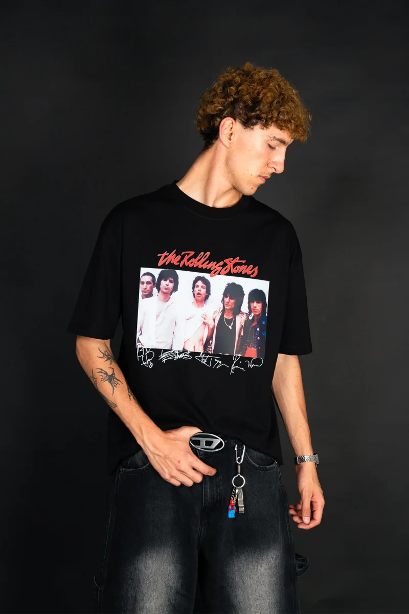 816 The Rolling Stones Oversize Siyah Tişört