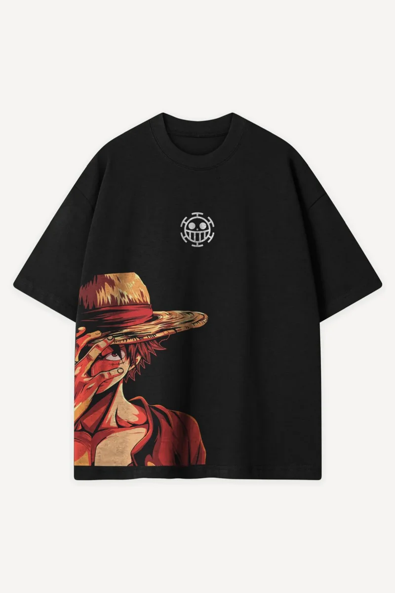 Mugiwara Pirate King Baskılı Siyah Oversize Unisex Tshirt