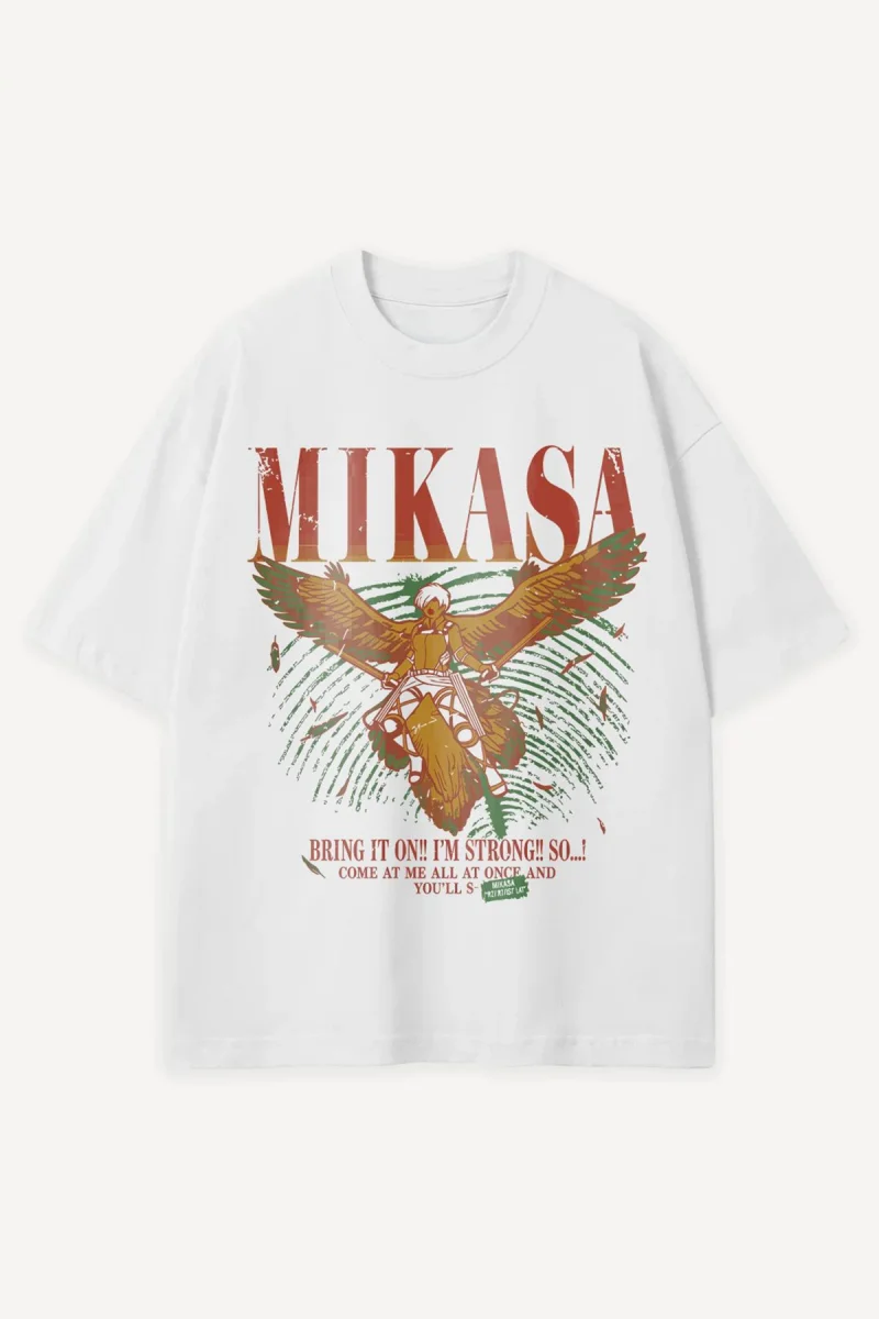 Bring It On Anime Baskılı Beyaz Oversize Tshirt