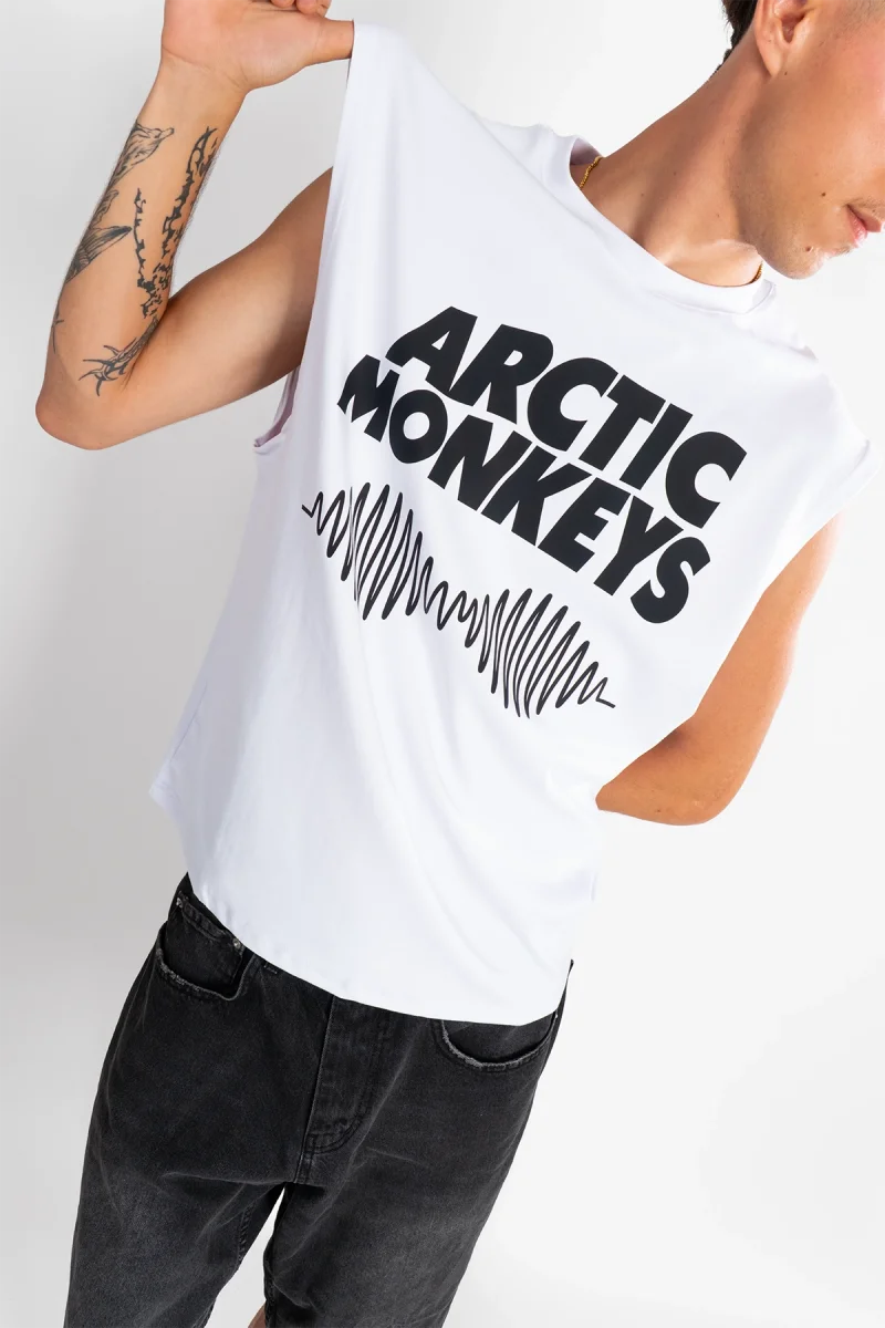 Arctic Monkeys Baskılı Beyaz Sıfır Kol Tshirt