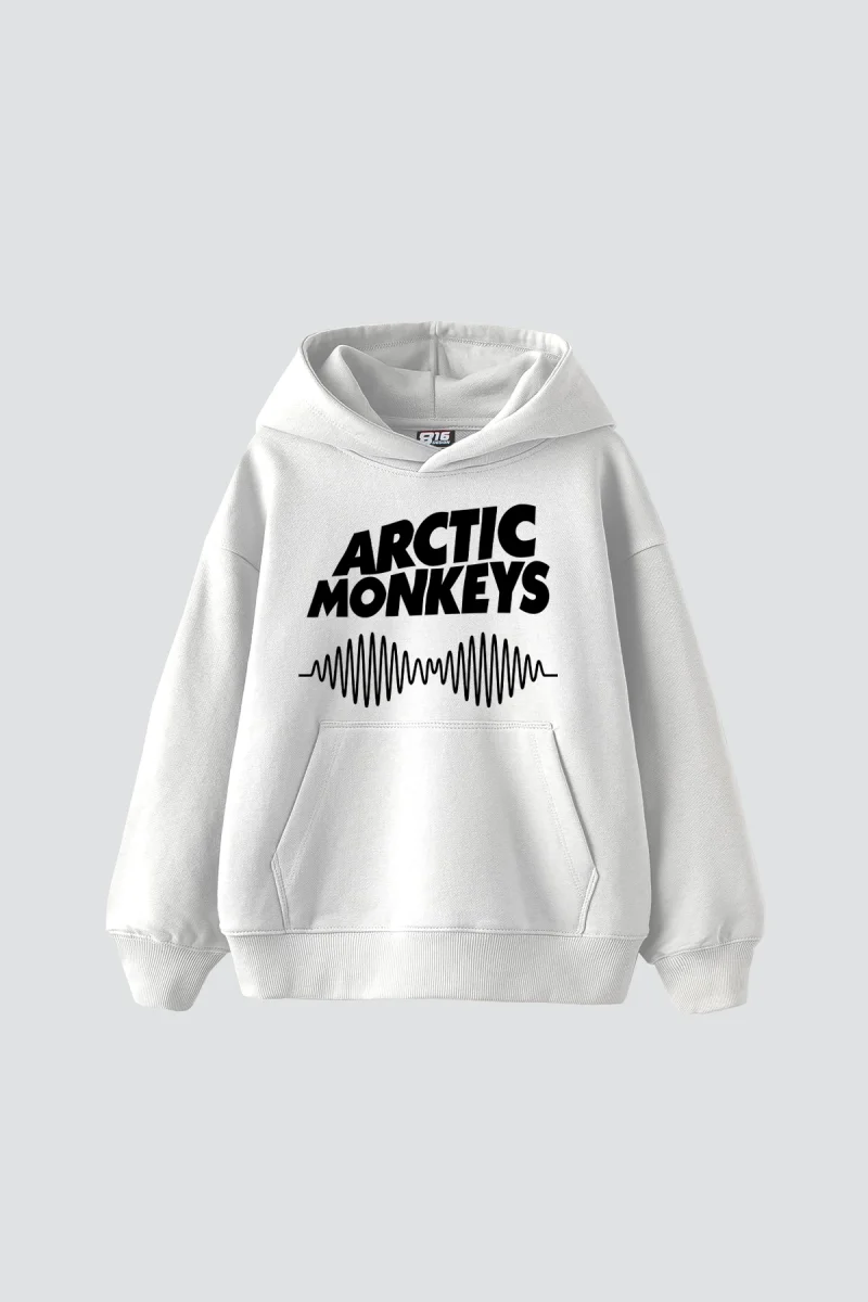 Arctic Monkeys Baskılı Oversize Unisex Beyaz Hoodie