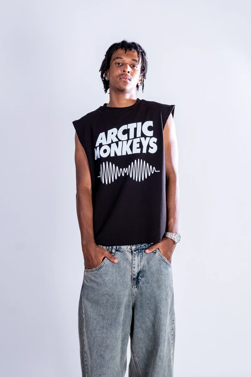 Arctic Monkeys Baskılı Siyah Sıfır Kol Tshirt