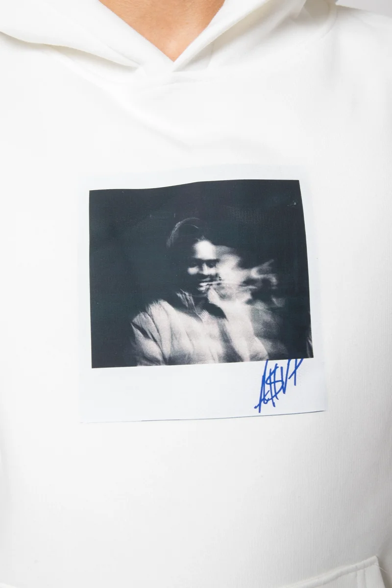 Asap Rocky Baskılı Oversize Unisex Premium Beyaz Hoodie