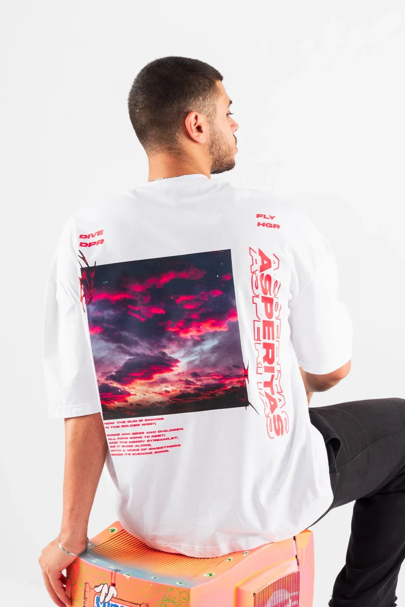 Asperitas Sırt Baskılı Beyaz Oversize Unisex Tshirt
