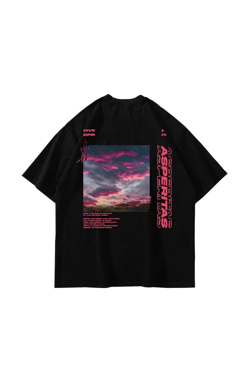 Asperitas Sırt Baskılı Siyah Oversize Unisex Tshirt